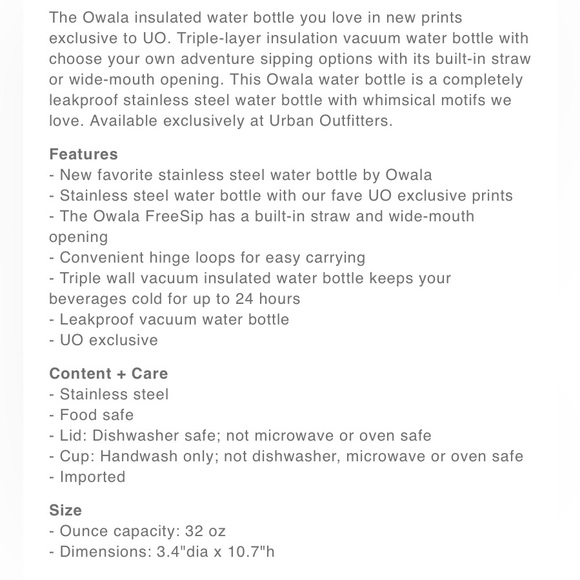 Owala UO Exclusive 32 oz Ribbon Toile Purple Pink Flower Bow Limited Edition NWT - Picture 4 of 7